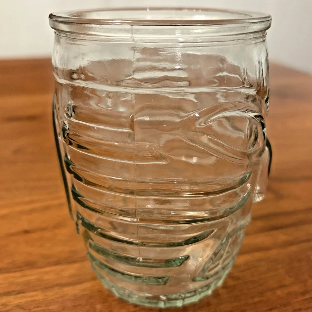 Libbey Tiki Face Cocktail Ribbed Barrel Shaped Glass Hawaiian Mug Barware